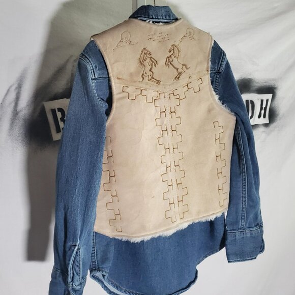 Suede Western Horse Kids Vest -Vintage - No Label- shipping incl - Picture 2 of 16